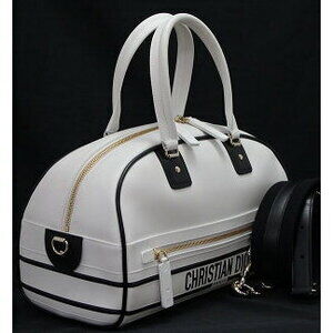 Dior Leather VIBE Bowling Christian Black Bag White